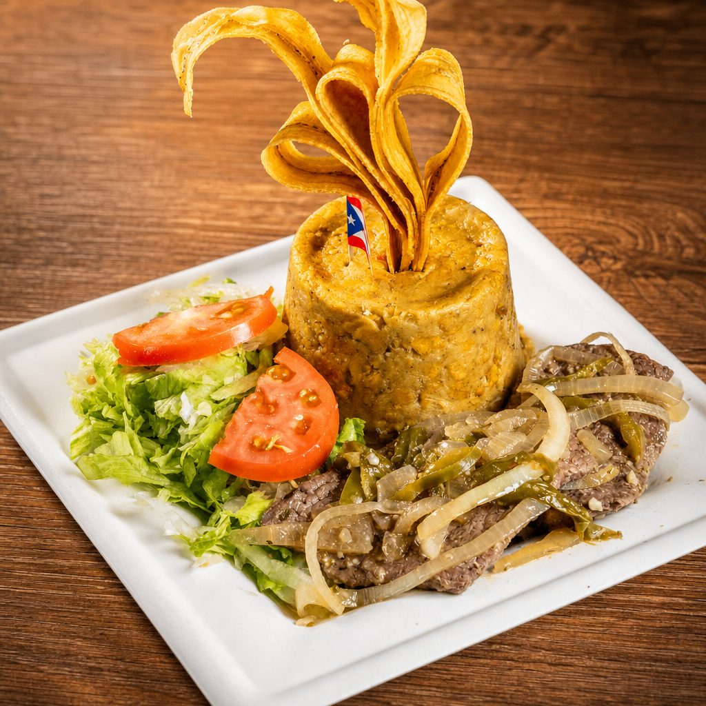 Steak Mofongo (Bistec).